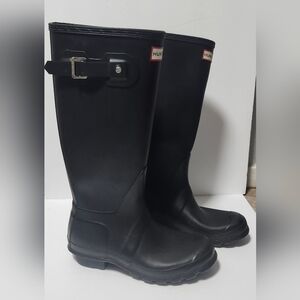 Hunter Original Tall Womens Black Matte Rain Boots 7